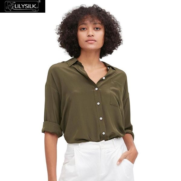 

lilysilk blouse shirt women silk drop shoulders oversize ladies new ing, White
