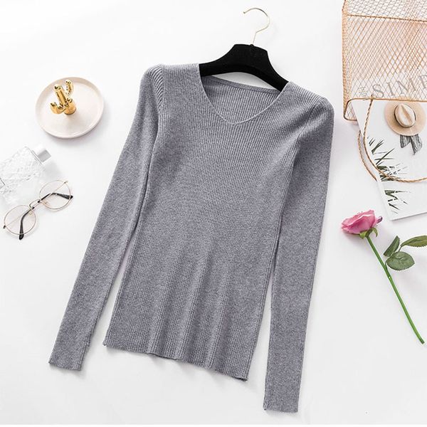 

women autumn winter pullovers sweater long sleeve v-neck basic shirt knitted sweater, White;black