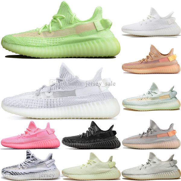

kanye west clay v2 white static reflective gid glow in the dark mens running shoes hyperspace true form men sport designer sneakers eur36-48