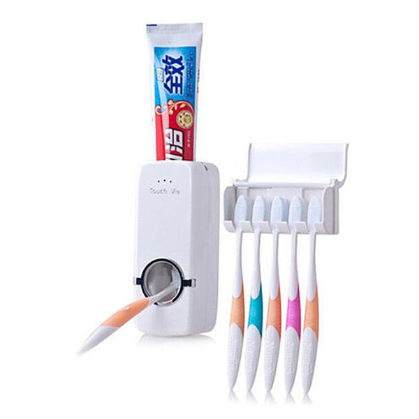 

2 pcs/set tooth brush holder automatic toothpaste dispenser + 5 toothbrush holder toothbrush wall mount stand bathroom tools