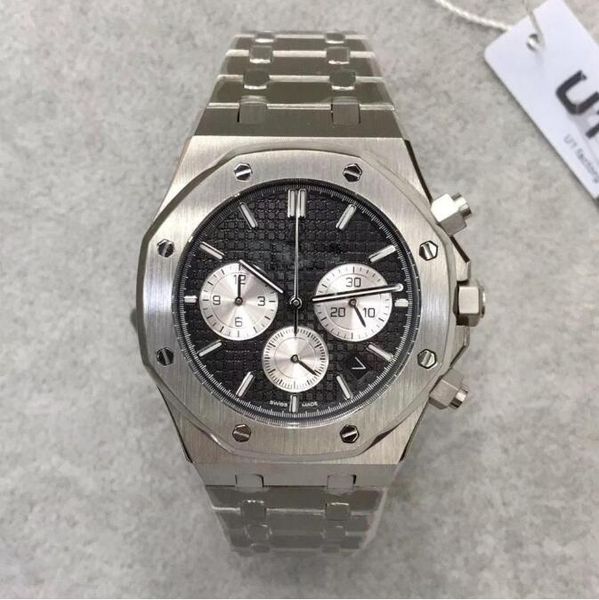 

2019 luxury mens watch ro series 41mm dial quartz chronograph original strap sapphire luxury watch, Slivery;brown