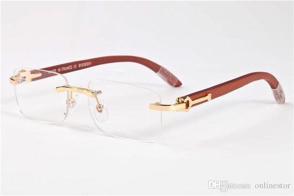 

2017 men rimless glasses wooden buffalo horn glasses brand france design optical sunglasses women gold wood glasses eyewear frames, White;black