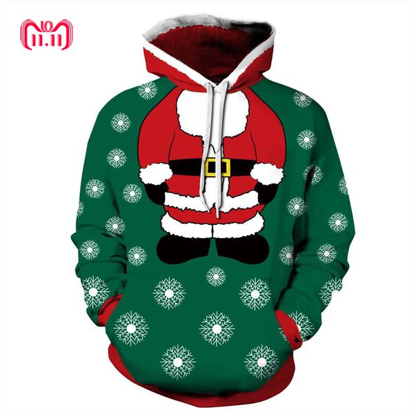 

harajuku santa claus 3d digital print streetwear clothes breathable men women pullover plus size christmas sweater, White;black