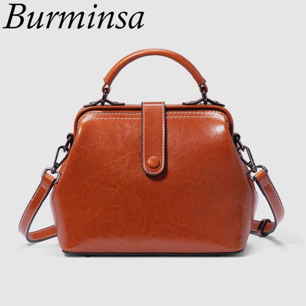 

burminsa vintage small women bags genuine leather handbags wide strap female shoulder bags ladies messenger new 2020