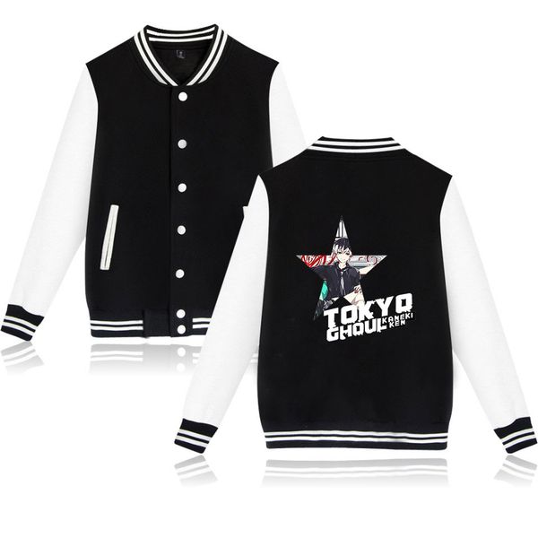 

tokyo ghoul anime baseball jacket leisure cool fashion women/men fashion long-sleeved casual v-neck baseball uniform, Black;brown