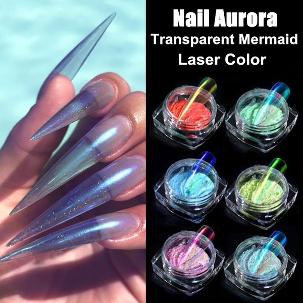 

aurora opal ab dipping nail powder kits mermaid nail art glitter powder pigment trend holo mirror aurora pigment, Silver;gold