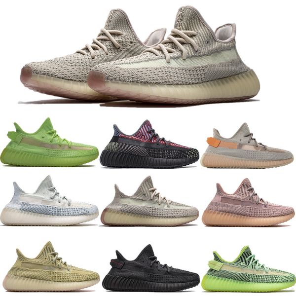 

box+receipt+stock x)wholesale kanye v2 sport sneakers 3m reflective yecheil yeshaya citrin synth clay gid glow men women running shoes