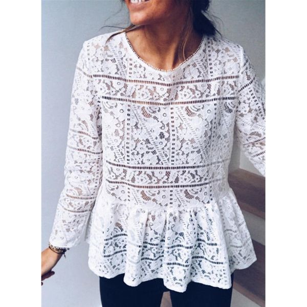 

fashion women boho beach holiday summer loose casual chiffon lace ruffled embroider white femme ladies mesh blouse