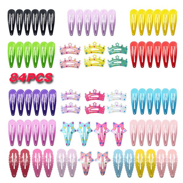 84 teile/paket Nette Baby Waterdrop Crown Stern Haar Clip Kinder Kinder Bunte Haarspangen Mode Haar Zubehör Großhandel