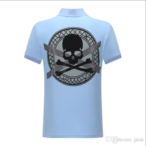 

wholesale leisure time men's wear cotton large-size short-sleeved t-shirt summer lapel polo shirt phillip plain designer #6884, White;black