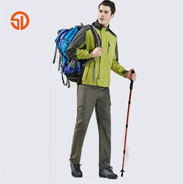 

spring autumn men trekking jacket pant suit mens outdoor fishing camping hiking sport waterproof windproof jacket +pants sets, Blue;black