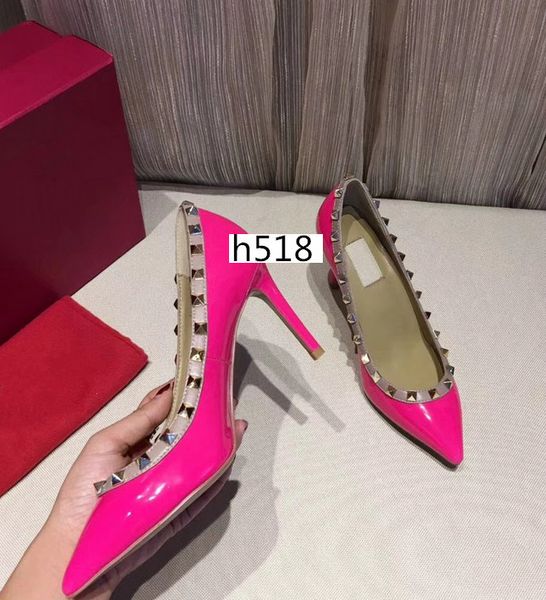 

latest brand women pointed toe 2-strap high heels shoes pumps black leather shoes with rivets leather high heel wedding shoes