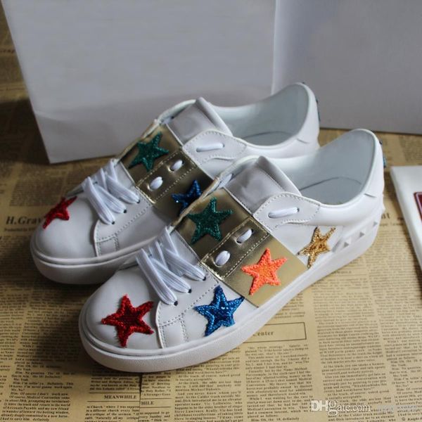 

2018 new luxury designer shoe untitled white star studs open sneakers fashion luxury shoe man and woman casual shoes, Black