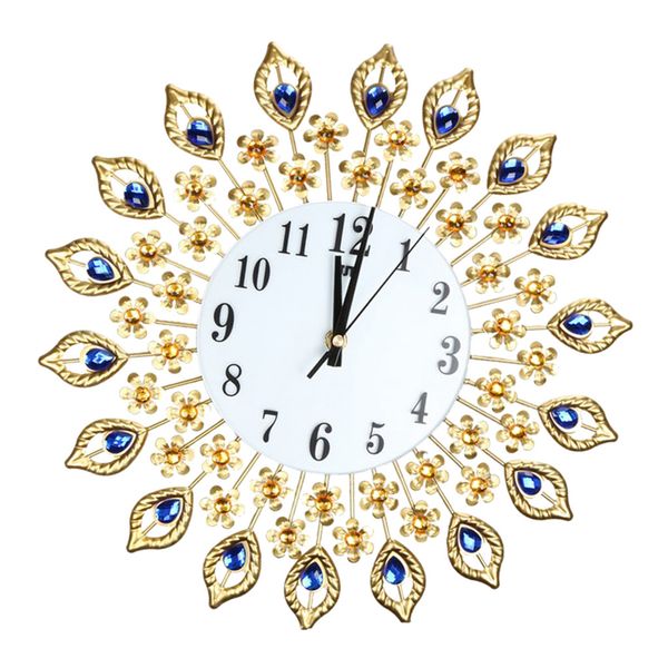 

large wall clock peacock crystal diamond clock for living room home decor