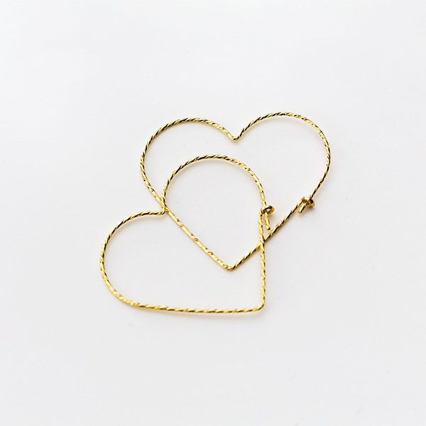 

fashion 925 sterling silver big love heart shaped ear rings earings trendy gold color plated hoops piercing earrings for women, Golden;silver