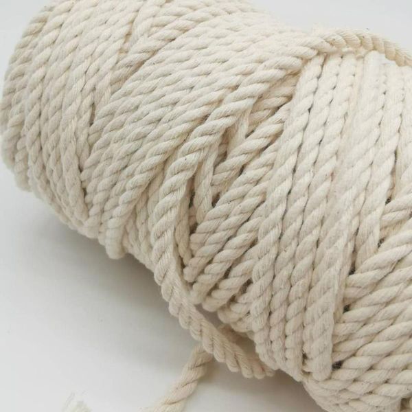 

yarn 5mm cotton rope 78m per roll - 3 strand natural color basic, Black;white