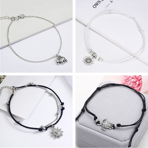 

2019 anklets for women elephant star turtle leg new anklets fashion metal on foot bracelets leg chain jewelry, Red;blue