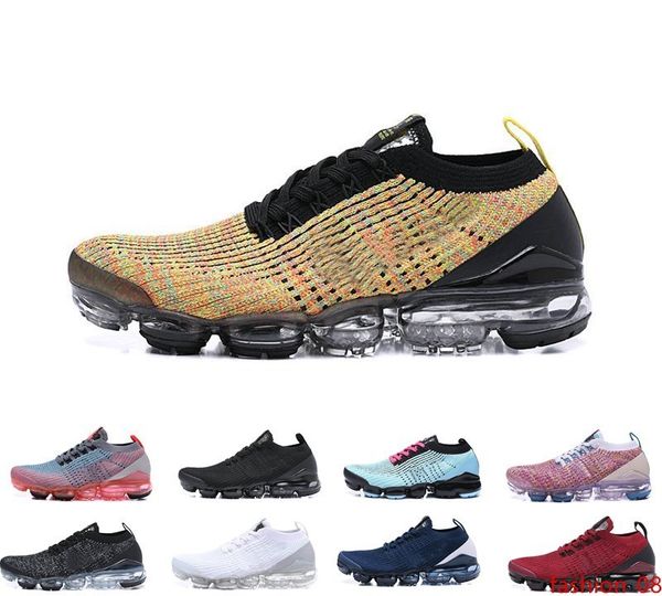 

2019 3.0 fly women men shock racer outdoor shoes triple black white yellow shoes sports shoe sneakers trainers size 36-45