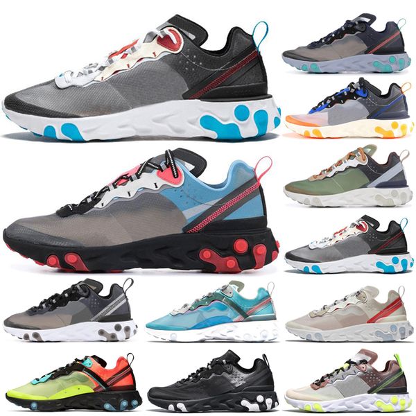 

2019 new react element 87 undercover men running hoe ail light bone blue chill olar anthracite black women de igner port neaker