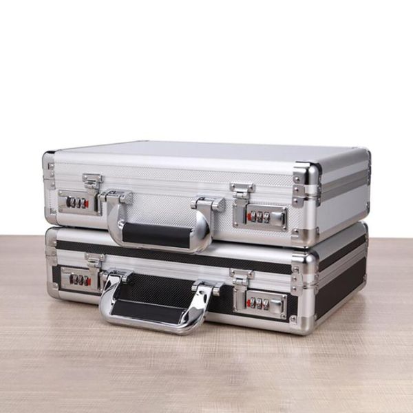 

portable aluminum hard case passwords toolbox black / silver briefcase metal carrying case equiment tool box organizer holder