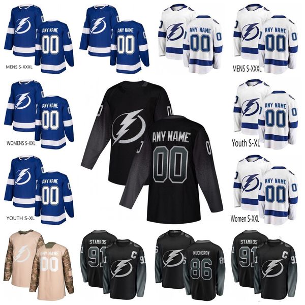 

Tampa Bay Lightning Premier Hockey Jersey 91 Steven Stamkos 86 Nikita Kucherov Andrei Vasilevskiy Victor Hedman embroidery jerseys Playoffs