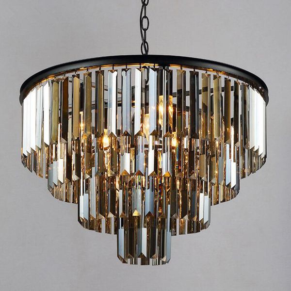 

2021 modern crystal pendant lamps chandelier elegant k9 smoky gray suspension lamparas for cafe restaurant l