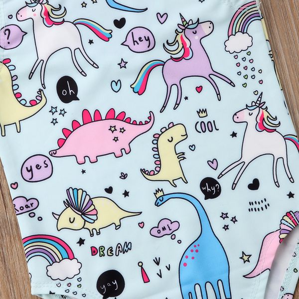 

newborn kids baby girls summer cartoon unicorn dinosaur bikini one piece swimsuit swimwear bathing suit 0-24m, White