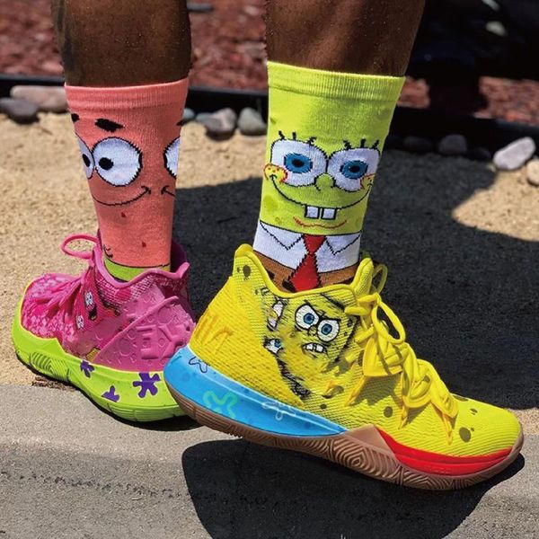 

cotton personality cartoon anime character socks men and women casual socks harajuku creative hip hop skateboarding basketball socks, Black