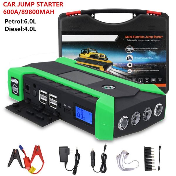 

89800mah 600a 12v car jump starter portable car battery charger power bank starting device petrol diesel