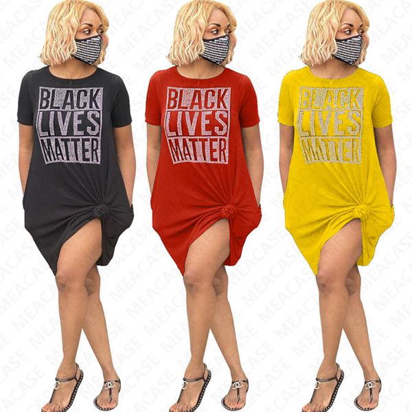 

designer letters t shirt dress black lives matter loose tees with packet trendy tshirt oversize summer dresses casual clothes skirts d7210, Black;gray