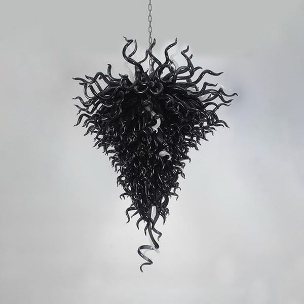 

selling modern black glass chandelier led lamp drop shape glass pendant hand blown glass flower chandelier
