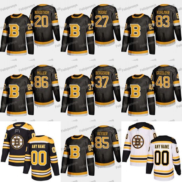

27 John Moore 2019-20 Joakim Nordstrom Karson Kuhlman Kevan Miller Kyle Keyser Matt Grzelcyk Patrice 37Bergeron Hockey Jersey