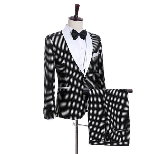 

shawl lapel groomsmen one button wedding groom tuxedos men suits wedding/prom/dinner man blazer(jacket+tie+vest+pants) 330, Black;gray