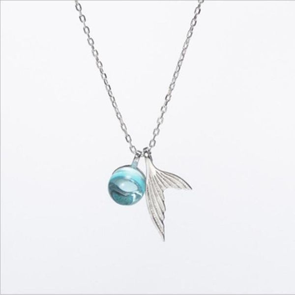 

tjp trendy silver 925 girls choker necklace for women accessories vintage crystal blue fish pendant necklace jewelry female gift