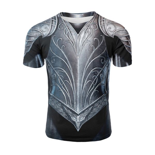 

мужская 3d футболка мужчины броня железный лист одежда лето воин с коротким рукавом тройники мужчины футболка футболки прохладный уличная ho, White;black