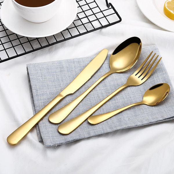 4 pçs / set Dinnerware Aço Inoxidável Cutelaria Cutelaria Definir Facas De Jantar Spoons Forks for Home Kitchen Bar