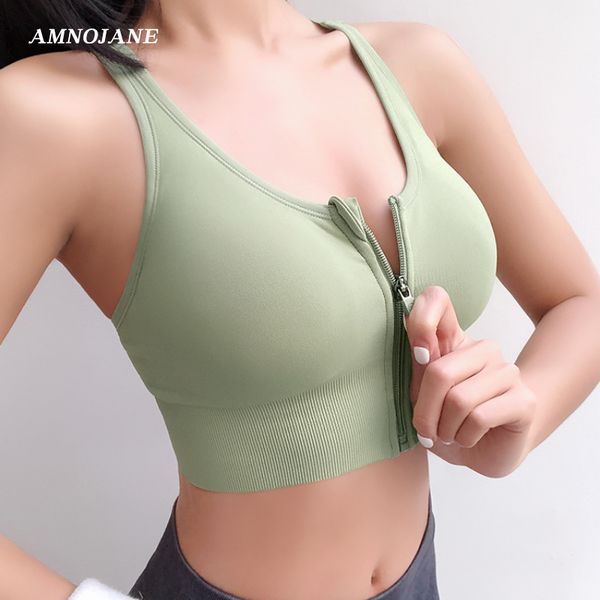 

sports bra with zip cross crop women bralette sport running fitness clothing yoga gym bras push up high impact sportbh, White;black