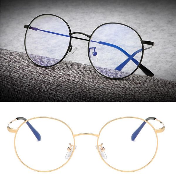 

retro round eyeglasses boys girls metal frame spectacles clear lens eye glasses accessory, Black