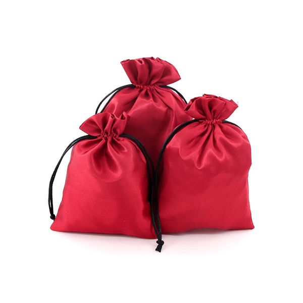 

10pcs 8*10/9*12cm pure dark red gift satin bags 8x10cm mini soft cloth fashion jewelry small earrings necklace bracelets display, Pink;blue