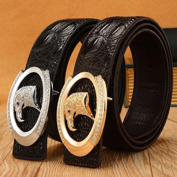 

new arrival mens genuine leather belt fashion leather belt men luxury designs cowhide straps crocodile pattern belt, Black;brown