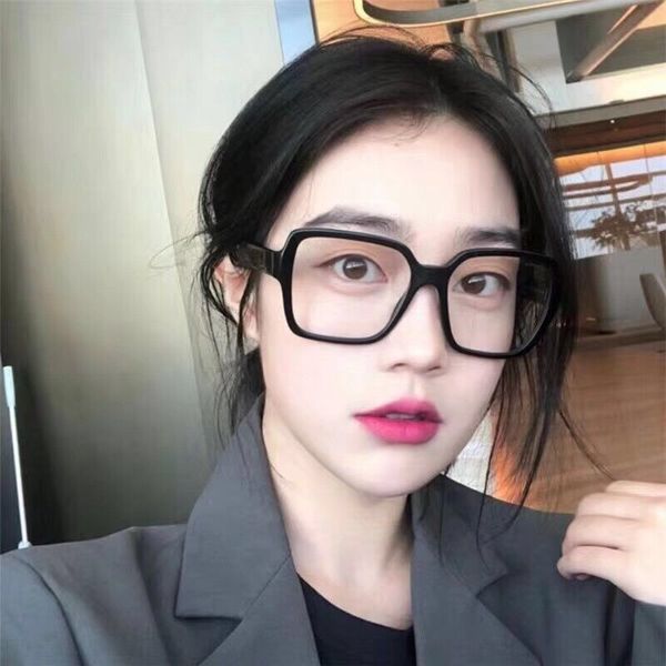 

xiaoxiangjia plain female anti-blue frame glasses large gold letter black coarse frame plain glasses myopia, Silver
