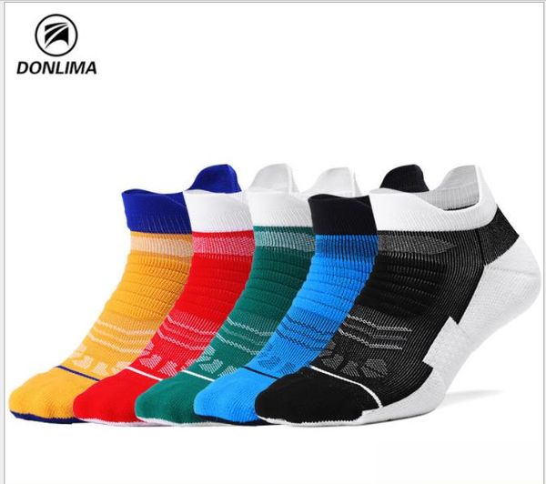 

mid-barrel short band elite socks men and women sports boat socks thickened towel bottom stinky socks, Black
