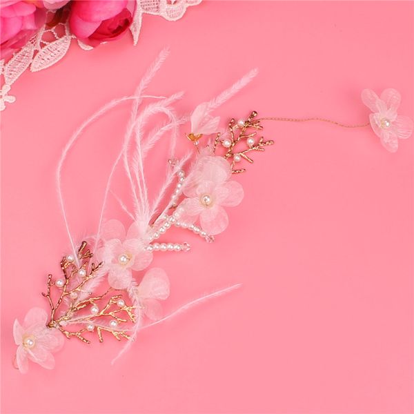 

bridal hair accessories handmade bride pearl alloy feather gold hair accessories
