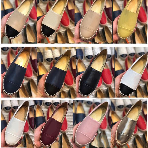 

2020 new leather espadrilles shoes canvas shoes classic loafers real lambskin summer trainers loafers espadrilles size 35-42 with box, Black