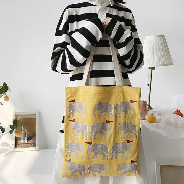 

raged sheep cute women student canvas fashion shoulder tote handbag bag shopper animal pattern large capacity girls bag shopper