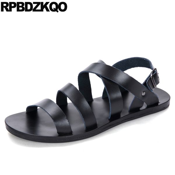 

native roman size 45 leather slides black 46 strap shoes plus water toe loop slippers men gladiator sandals summer