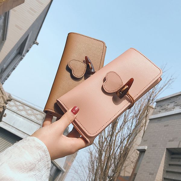 

girl's heart purse korean women's mini wallet 2018 fashion new pu leather women's clutch bag sweet lady phone bag, Red;black
