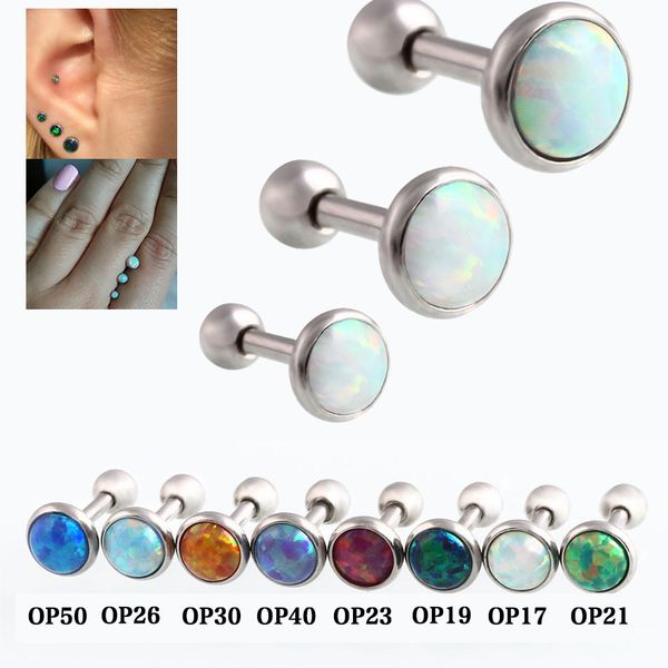 

ziime 3pcs/lot 3mm 4mm 5mm natural opal tragus helix ear piercings labret lip bar rings stud cartilage piercing body jewelry 16g, Slivery;golden
