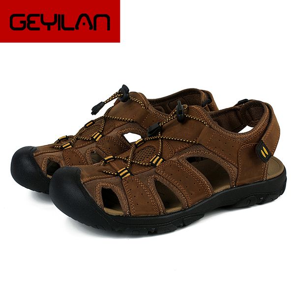 

2019 summer deodorant baotou sandals men's beach shoes brand casual shoes sandals non-slip leather men's men, Black