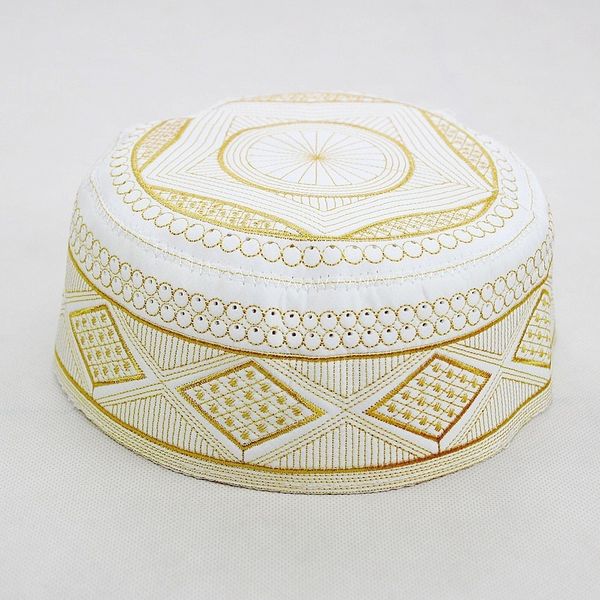 

5color muslim men prayer hats islamic turban hijabs arabia embroidery clothing islamic for man prayer caps arab costumes hat, Red